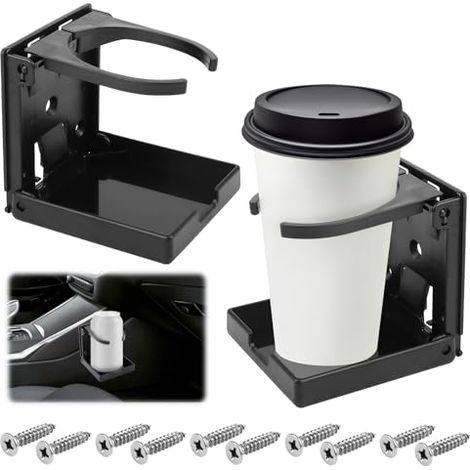 Portabicchieri pieghevole per auto, confezione da 2, portabicchieri universale per auto, portabicchieri pieghevole per auto, accessori per barche, portabicchieri per auto con 10 viti per camper, yacht (1/5)
