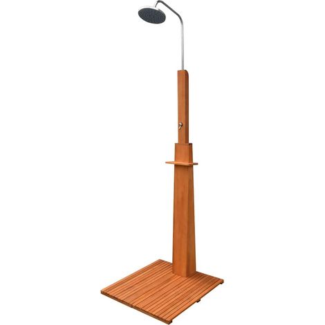 vidaXL Ducha de jardín de madera maciza eucalipto y acero (1/5)