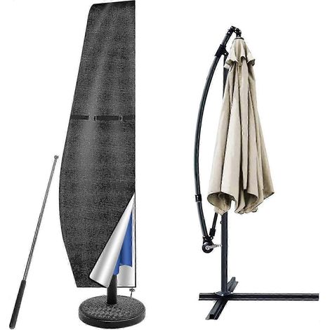 Housse de parasol avec mât, pour parasols de 2 à 3 m, grande housse pour parasol déporté, protection UV, résistante aux intempéries et au vent. (1/3)