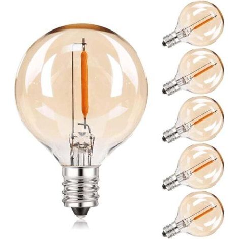 Lot De 6 Ampoules LED E12 Rétro G40 Globe Blanc Chaud 2200K 220V 240V Couronne Décorative (1/4)