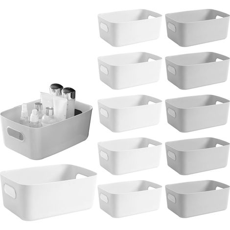 （12Pcs） Boîte Rangement Plastique 20 x 14 x 7 cm Paniers et Boîtes de Rangement Cuisine Petit Panier avec Poignée Empilable Bac Rangement (1/5)