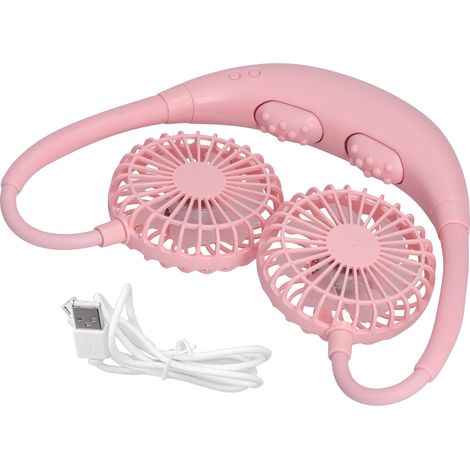 Ventilateur de cou suspendu portable en forme de U avec massage et 3 vitesses réglables et lumières colorées