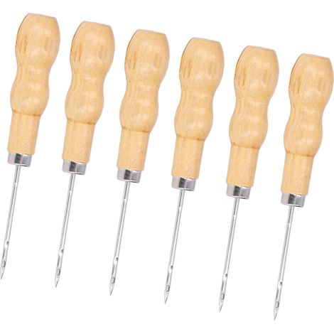 10-teiliges Set aus Ledernähahlen mit Holzgriff (125 mm Länge) – Handwerkzeugset für Reparaturen und Heimwerkerprojekte (1/5)