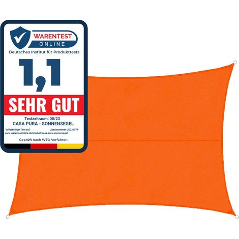Casa Pura – Voile d'ombrage rectangulaire 5 x 7 m – Hydrofuge en polyester 160 g/m² – Protection contre UV et pluie légère – Corde de fixation incluse