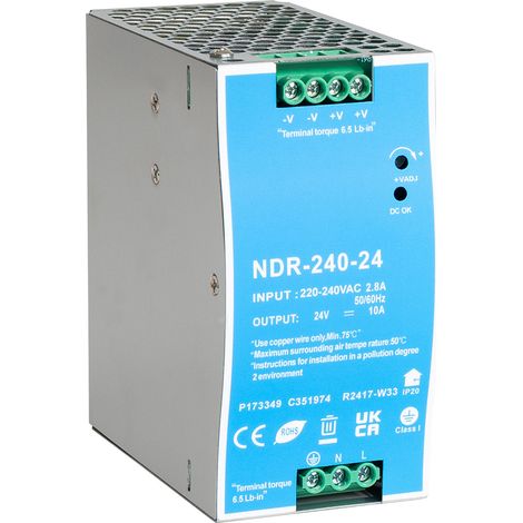 Bloc Alimentation 24 V DC pour Rail DIN 240 W (1/2)