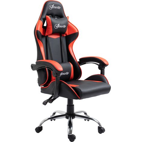Fauteuil de jeu pliable rouge pour salon jeu, course, pivotant hauteur réglable, inclinaison 135° coussin lombaire, 122-130 (1/5)