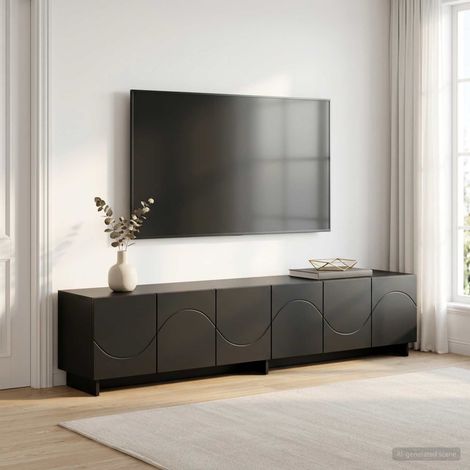 vidaXL Meuble TV 180 x 34,5 x 40 cm Noir Bois d'ingénierie (1/5)