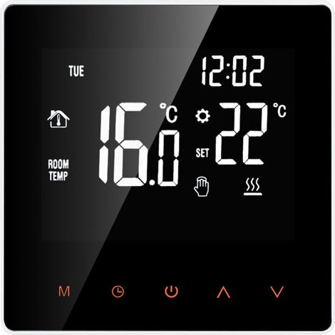 Termostato inteligente programable semanal con pantalla táctil LCD – para calefacción eléctrica por suelo radiante de 16 A