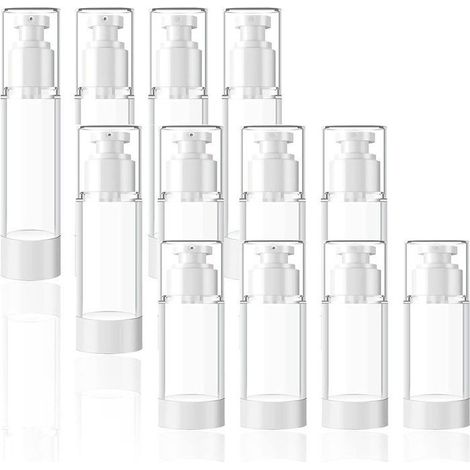 Distributeur de savon 12 pièces Flacon pompe Airless flacon de voyage, 15ml/30ml/50ml Convient pour la distribution de toniques, (1/5)
