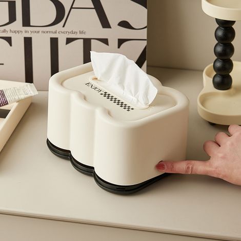 Boîte de Rangement Multifonctionnelle en PP Design Nuage pour Table avec Sticker Murale Noir (1/5)