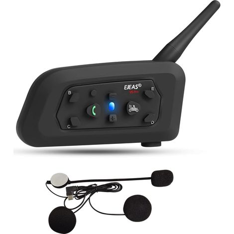 V6 Bluetooth Moto Interphone 1200m en Temps Réel Casque 6 Motocyclistes Réduction du Bruit DSP Étanche USB-C (1/5)
