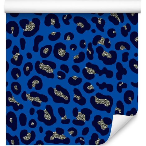 Carta da parati blu effetto pelle di animale per soggiorno e camera da letto, 50x1000 cm (1/5)