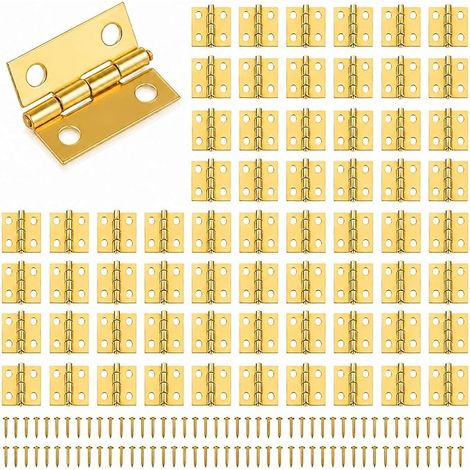 Miniature Hinges, Mini Gold Hinges, Small Fittings with Studs for Jewellery Box, Model, Dollhouse, Wooden Furniture, Model Making and DIY Projects (1/5)