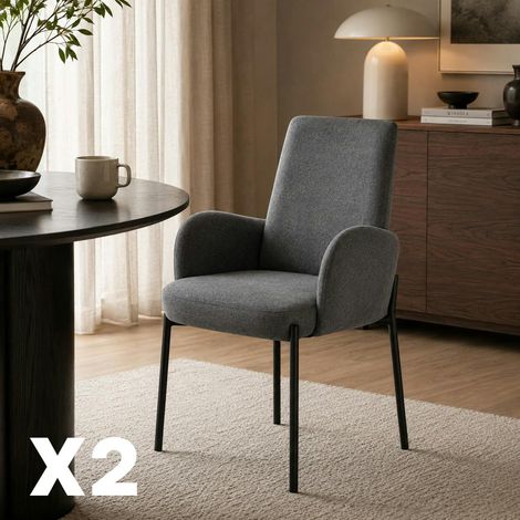 Fauteuil de table gris foncé pieds noirs (x2) AUREN (1/5)