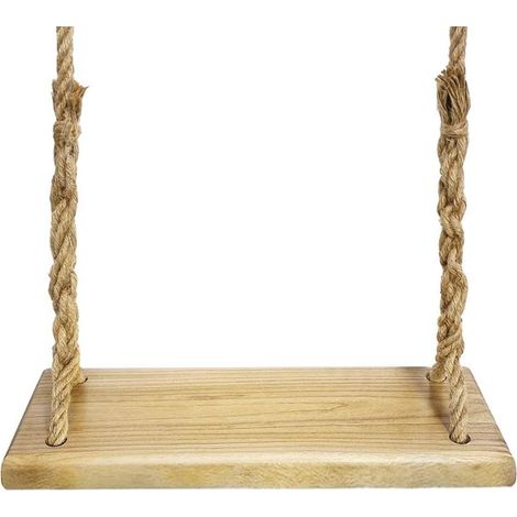 Naturholzschaukel mit 3,7 m langem Seil, maximale Belastung: 160 kg – Baumschaukelsitz für den Außenbereich (60 x 20 x 2,8 cm, Paulownia)