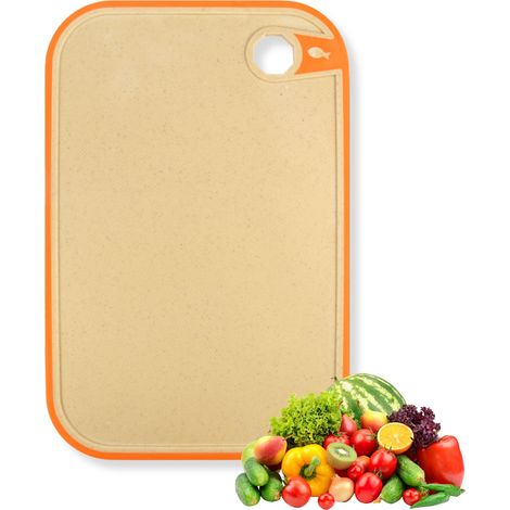 Planche à Découper Plastique Épaisse, 30 x 20cm Planche à Découper Antidérapante et Antibactérienne pour Cuisine, Sans BPA, avec Rainure de Jus et Poignées, Matériau PP Alimentaire (1/5)