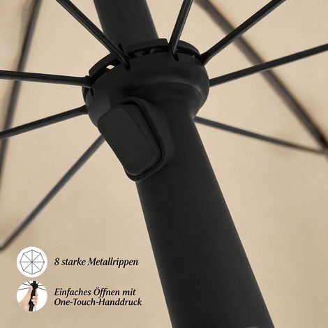 Parasol de jardin et plage avec molette de réglage de hauteur, toile déperlante anti-UV adaptée à l'extérieur, structure légère pratique, livré sans base (1/5)