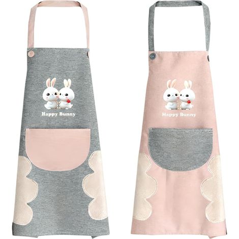 Lot de 2 Tabliers élégants avec Motifs Floraux - Tabliers Imperméables et Réglables avec Poches pour Femme - Idéal pour Cuisine, Jardinage et Ménage (1/4)