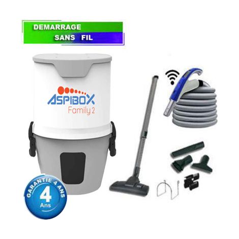 Centrale d'aspiration hybride Aspibox Family2 - Garantie 4 ans - Surface jusqu’à 150 m² - Set de nettoyage (1/5)