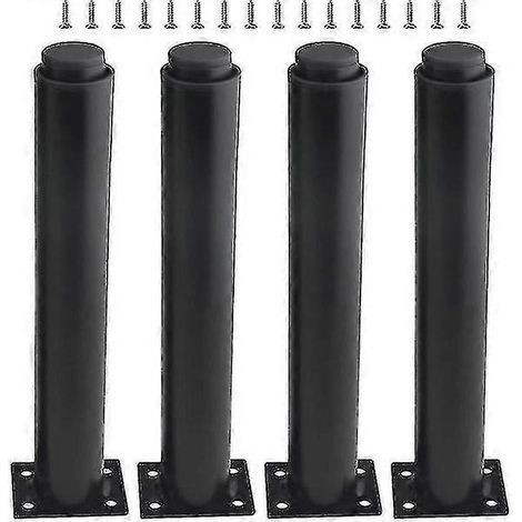 Quatre pieds de meubles robustes en métal réglables, noirs, hauteur réglable de 25 à 42 cm. (1/5)
