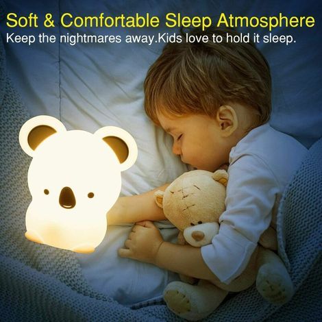 Nazalus-Vente chaude-Veilleuse Enfant,Veilleuse Bebe,Veilleuse Prise Electrique LED Rechargeable,Lampe de Chevet Tactile,Veilleuse Koala Portable Fille Garcon Adulte,Lampe USB Silicone 7 Couleurs,Lumi (1/4)