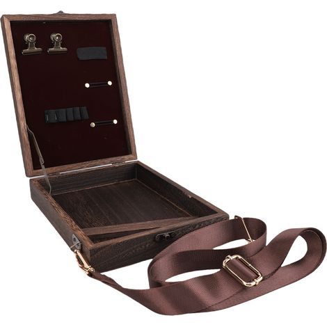 Sacoche en bois portable pour écrivain, sacoche d'artiste avec chevalet et bandoulière réglable pour la peinture en extérieur (1/5)