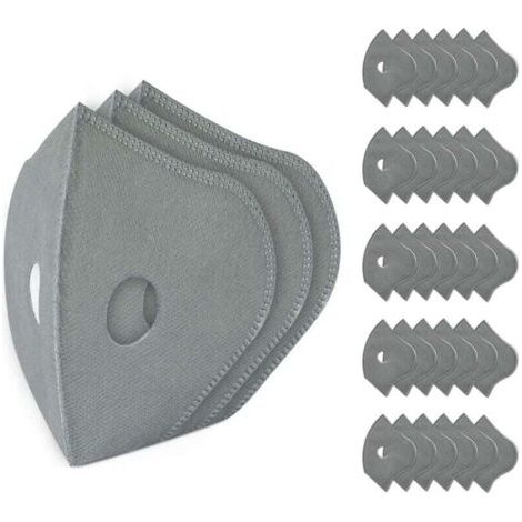 Lot de 30 filtres de rechange pour masque, tissu soufflé au charbon actif, filtre de rechange à 5 couches, réutilisable, masque anti-poussière respirant, adapté au travail du bois, taille universelle (1/4)