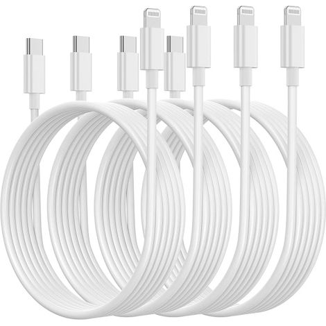 Chargeur USB-C compatible avec iPhone CDQ - Câble/Cordon - 20 W - Chargeur rapide (lot de 4)-AquaForge (1/5)