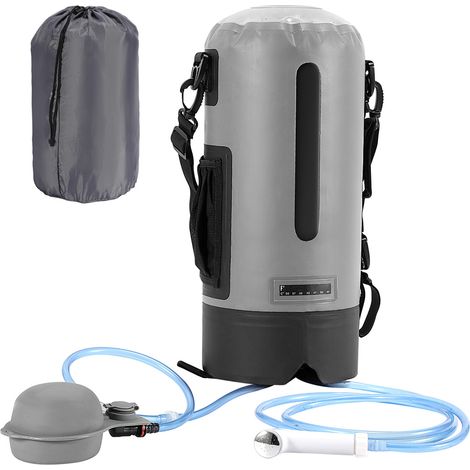 Randaco Douche de camping 12L avec pompe, douche de jardin pour randonnée, plein air et escalade, avec sac de rangement