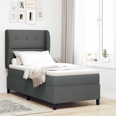 vidaXL Boxspringbett mit Kopfteil Dunkelgrau 80 x 200 cm Stoff (1/5)