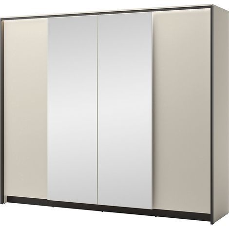 Kimi - armoire - 4 portes - led et miroirs inclus - 251x215 cm - beige (1/4)
