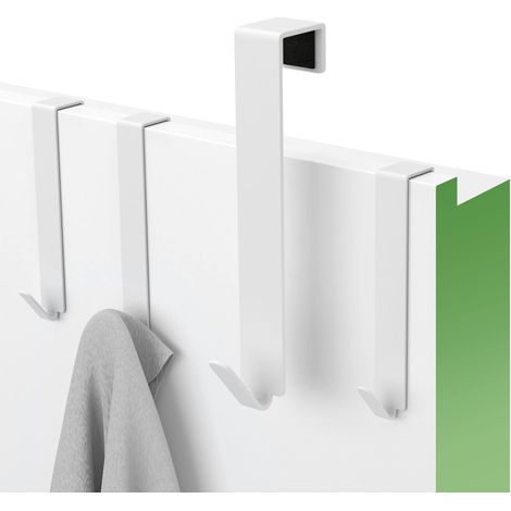 Patère de Porte - Porte jusqu'à 1,5 cm d'épaisseur - 4 unités - Porte-manteau à Suspendre - Crochets Peignoir Sans Perçage - Crochets de Porte - Porte-serviettes (blanc) (1/5)
