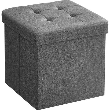 Taburete de almacenamiento，puf plegable pequeño，30 x 30 cm，capacidad de carga de hasta 130 kg，residencia de estudiantes，gris oscuro (1/2)