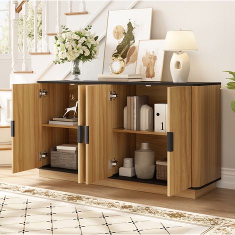Credenza 4 ante 139 x 40 x 75 cm effetto legno naturale DESVIAE (1/5)