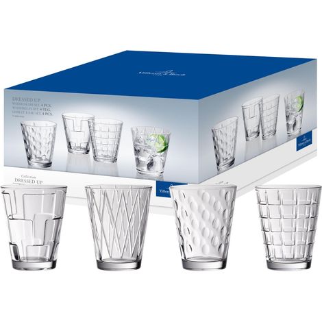 Gobelet à Eau Set 4 Pièces Clear Transparent, Garanti Lave-Vaisselle, Verres à Jus et Soda, Verre à Boire, Set de Verres, Ensemble de Verres, Cristallin (1/5)