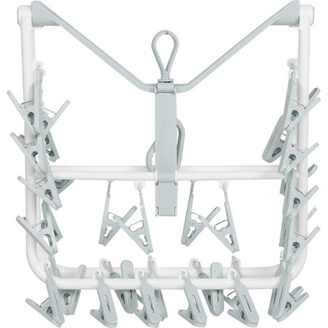 Séchoir à linge 32 pinces Anti-vent Carré PP Robuste Séchage Rapide Bleu Vert 63x32cm Pratique Intérieur Extérieur (1/5)