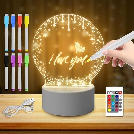 Acrylic LED Night Light, Creative DIY LED Lamp with Remote Control and Erasable Pen, Personalized Baby Night Light, LED Bedside Lamp for Kids, Kids Day Gift (1/5)
