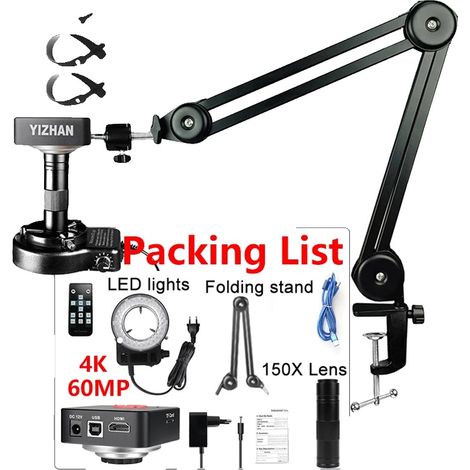 Microscopio digital, imagen de 60 MP, iluminación LED ajustable, 4K 60MP 4011, 0-150X (1/2)