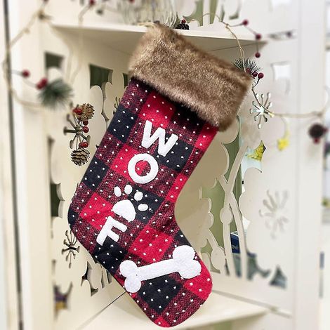 Chaussettes de Noël à carreaux pour homme âgé, sac cadeau, décoration de Noël, chaussettes bonbons, ornements de Noël, sac cadeau (1/5)