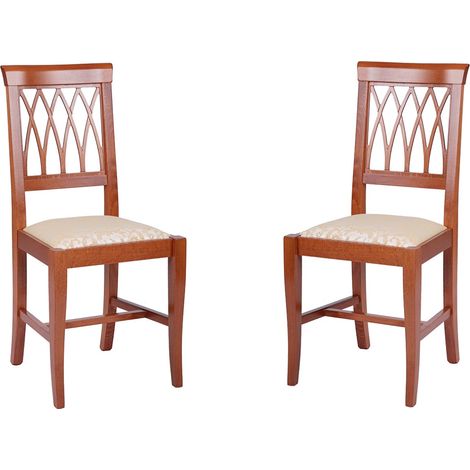 Sedie per cucina in legno Ciliegio seduta imbottita 2 pezzi - TRECCIA (1/5)