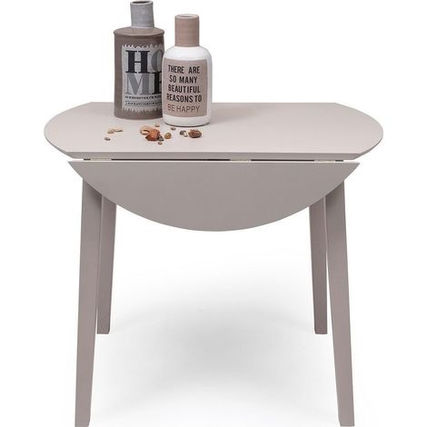 Mesa de comedor o cocina extensible redonda DALLAS de 90x55 cm. Madera lacada  color GRIS (1/5)