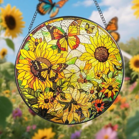 Attrape-soleil chrétien 9 cm – Décoration vitrail coloré