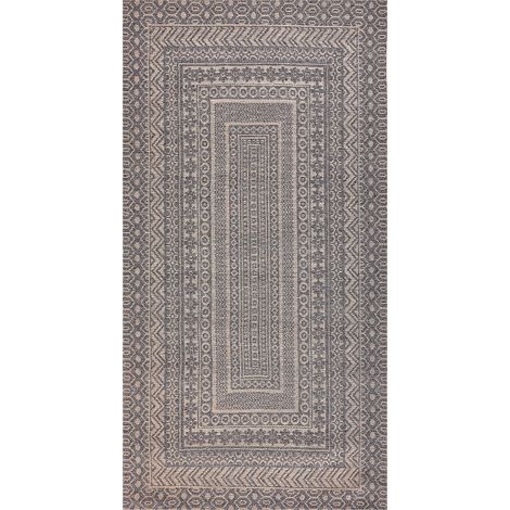 Alfombra de yute beige gris 80 x 150 cm patrón geométrico suave moderno Baglar