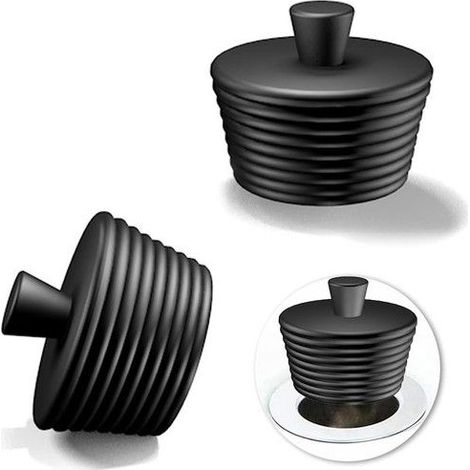 2 bouchons d'évier universels en silicone, obturateurs d'évier standard pour salles de bains, cuisines et maisons (noir) (1/5)