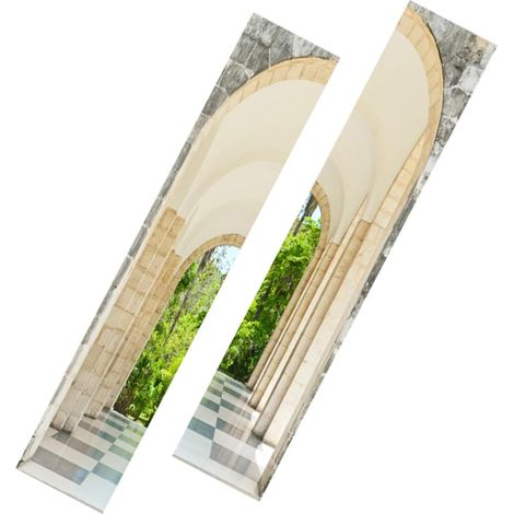 2pièces Lot De Stickers Porte Paysage Autocollants Imperméables Décor (1/5)