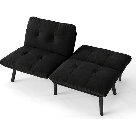 Sofá cama plegable negro de terciopelo con estructura metálica 160 x 102 x 78 cm (1/5)