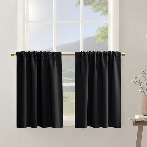2 rideaux - Convient aux petits espaces - Rideaux occultants courts - Rideaux semi-occultants - Préserve l'intimité - Idéal pour les cafés, cuisines, dressings, caves et camping-cars - 76 x 92 cm - No (1/4)