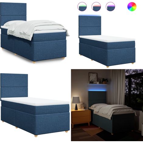 Boxspringbett mit Matratze Blau 80x200 cm Stoff - Boxspringbett - Doppelbett - Liegefläche 80x200cm - Blau - Bettenrahmen - Home & Living (1/5)