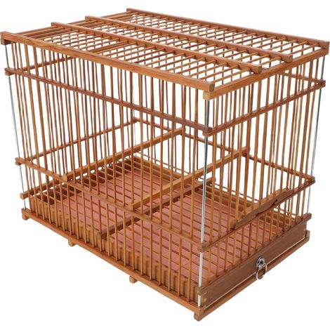 Cage à Oiseaux - 1 Unité - Bambou Naturel - Rectangulaire avec Plateau - Perruches et Pinsons - 29x24x20 cm