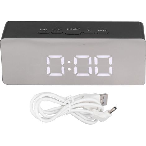 Horloge Réveil LED Miroir Rectangulaire Affichage Température Chambre Bureau Voyage - 1 Pièce (1/5)